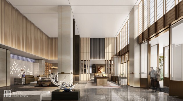 FHD酒店设计新作丨宿迁希尔顿花园酒店,苏式园林加持下的当代艺术沙龙馆